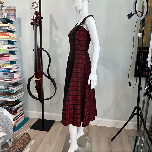 Vintage 50s Bespoke Red & Black Checked Taffeta Full Skirt Party Dress. - Picture 8 of 16
